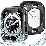 Goton Capa Resistente à Prova D água 2 Em 1 Para Apple Watch Protetor De Tela 44 Mm Série 6 5 4 SE Capa Protetora De Vidro 360 Capa Protetora De Policarbonato Rígido Moldura Traseira Para IWatch Acessórios 44 Mm Preto
