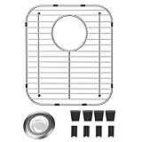 Grade De Pia De Cozinha De Aço Inoxidável De 33 5 Cm X 29 5 Cm Protetores De Pia Com Orifício De Drenagem Traseiro Rack De Pia Para Fundo Da Pia Grade Inferior De Pia De Metal Antiferrugem Com Filtros De Pia