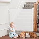 Grade De Proteção Retrátil 86x150cm - Ideal Para Pets E Bebês - Portão De Segurança Para Escadas- Portas E Ambientes - Fácil De Instalar - Cor Branca
