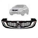 Grade New Civic 2015 2016 Black Piano Com Emblema Cromado