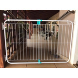 Grade Porta Portão Pet Útil Criança Bebe Cão Vão 79 A 115 Cm Cor Branco