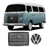 Grade Radiador Perua Kombi 2006 A 2009 Preto Com Emblema