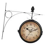 Gralara Relógio De Parede Com Design Vintage Numerais Presente Ideal Decoração De Parede De 8 58 Polegadas Dupla Face Para Pátio área Externa PRETO
