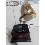 Gramofone Vitrola A Corda Rotação 78 25 Agulhas 01 Disco