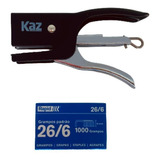 Grampeador Alicate Metal 20 Folhas Kaz 1000 Grampos 26 6
