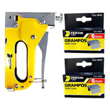 Grampeador Tapeceiro Profissional 4 14mm Com 2200 Grampos