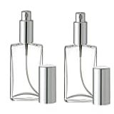 Grand Parfums Atomizador De Perfume Vazio De Vidro De 59 Ml Frasco De Vidro Plano Pulverizador De Alumínio Brilhante Prata Pulverizador Decantante De 60 Ml Frasco De Fragrância De Colônia