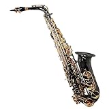 Gravações Manuais Latão Preto Corpo Niquelado Chaves Douradas Saxofone Alto Instrumento Musical De Sopro Saxofone Para Estudantes