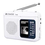 Gravador De Fita Cassete Retekess TR606- Toca-fitas AM-FM- Suporta Gravação De Voz-entrada De Linha Auxiliar- Alimentado Por Bateria CC Ou AA -branco-