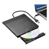 Gravador Leitor De Dvd Cd Externo Drive Slim Aço Preto Usb
