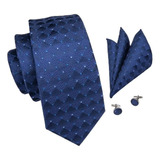 Gravata De Seda Italiana Azul 3d