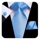 Gravata Executiva Seda Italiana Azul Luxo Noivo lenço bots Cor Azul claro