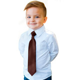 Gravata Slim Infantil Nó Pronto Casamento Aniversário Marrom