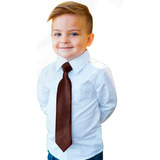 Gravata Slim Infantil Nó Pronto Casamento Aniversário Marrom
