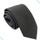 Gravata Slim Social Casamento Padrinhos Empresário Comprimento 160 Cm Cor Cinza escuro Desenho Do Tecido Liso