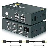 GREATHTEK Hdmi Kvm Switch 2 Monitores 2 Computadores 4K 30 Hz Monitor Duplo Kvm Switch 2 Pcs Compartilham Teclado E Mouse Kvm Switches 2 Portas Com Suporte Para Chave De Atalho Com Portas Usb 2 0