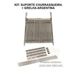 Grelha Argentina Inox 50cm Suporte Churrasqueira 75cm Ix75