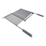 Grelha Churrasco Inox Chapa Auxiliar Coletor Gordura 77x65cm