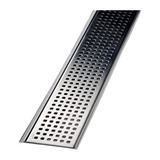 Grelha Linear Perfurada 1 M X 6 Cm Saída Central Inox 304