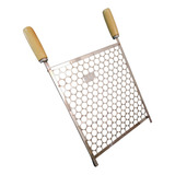 Grelha Moeda Em Inox Para Churrasqueira 30x30cm Cabo Madeira