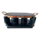 Grelha Para Carne 33x19 Cm rechaud 2 Queimadores Pedra Sabao
