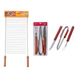 Grelha Simples 03 Ref 003109 Mor kit Churrasco Inox 3 Pcs