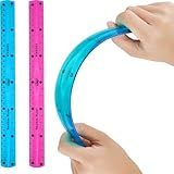 Grevosea Régua Flexível Dobrável Inquebrável Segura Macia Transparente Inquebrável Régua Reta Plana De Plástico Para Casa Escola Sala De Aula Escritório Crianças E Adultos Roxo Azul