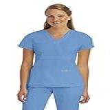 Grey S Anatomy By Barco Top Feminino Riley Top De Uniforme Hospitalar Fácil De Cuidar Ciel Blue P