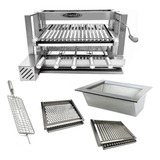 Grill Elev Motor 5 Espetos Inox 71 5cm C Braseiro 2 Grelhas