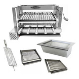 Grill Elevatório Motor 5 Espetos Inox Braseiro Refratário