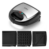 Grill Sanduicheira E Maquina De Waffle Britania 3 Em 1 750w