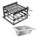Grill Suporte Manual Preto 4 Esp C Braseiro 48x50 Itajobi