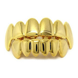 Grillz 6 Dentes Banhado A Ouro Vampiro Superior Inferior