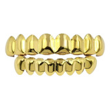 Grillz 8 Dentes Banhado A Ouro Hiphop Superior Inferior