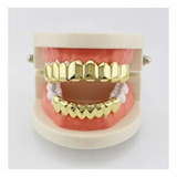 Grillz Banhado A Ouro 8 Dentes Hip hop Superior Inferior