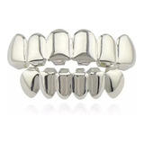 Grillz Banhado Prata Dente Hiphop Parte Superior Inferior