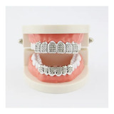 Grillz Cravejado Zircônia Dentes Prata Ouro Hip hop Mc Trap