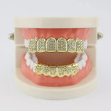 Grillz Dentes Cravejado Zircônia Prata Ouro Hip hop Mc Trap