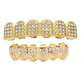 Grillz Dentes Prata Ouro Cravejado Zircônia Hip hop Mc Trap