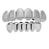 Grillz Dentes Set Hip Hop Prateado Bling Funk Ice Cravejado