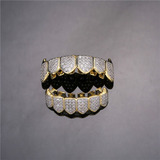 Grillz Dentes Set Hip Hop Prateado Bling Funk Ice Cravejado