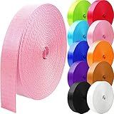 Grosun 12 Rolos De Tiras De Nylon Com Tiras De Nylon De 2 5 Cm Alças De Mochila Cinto De Nylon Para Bolsas Mochilas Alças Bagagem Estilingue Rosa 2 5 Cm 