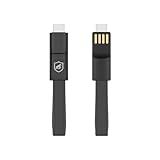 Gshield Cabo Slim 3 Em 1 Micro USB Lightning E Tipo C Compatível Com IPhone E Android Funcional E Leve 14 5cm
