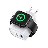 Gshield Carregador De Parede Universal 3 Em 1 Power Delivery 23W Tipo C Ultra Rápido USB A E Base De Carregamento Magnética Sem Fio Para Apple Watch Integrada Survivor Branco
