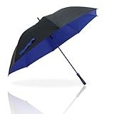 Guarda Chuva Automático Preto Tecido Duplo Grande Reforçado Com Hastes De Fibra De Vidro