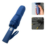 Guarda Chuva Automático Reforçado Estrutura Fibra Proteçãouv Cor Azul marinho Desenho Do Tecido Liso