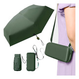 Guarda Chuva Bolsa Mini Cápsula De Bolso Portátil Anti uv Cor Verde escuro