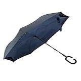 Guarda Chuva Invertido Sombrinha Abre Fecha Ao Contrário Duplo Tecido Cor Azul Escuro