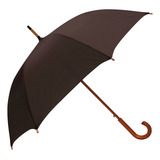 Guarda Chuva Marrom Automatico Cabo E Varão De Madeira