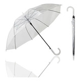 Guarda Chuva Transparente Automatico Bengala Grande Eventos Decoração Adulto Portaria Branco